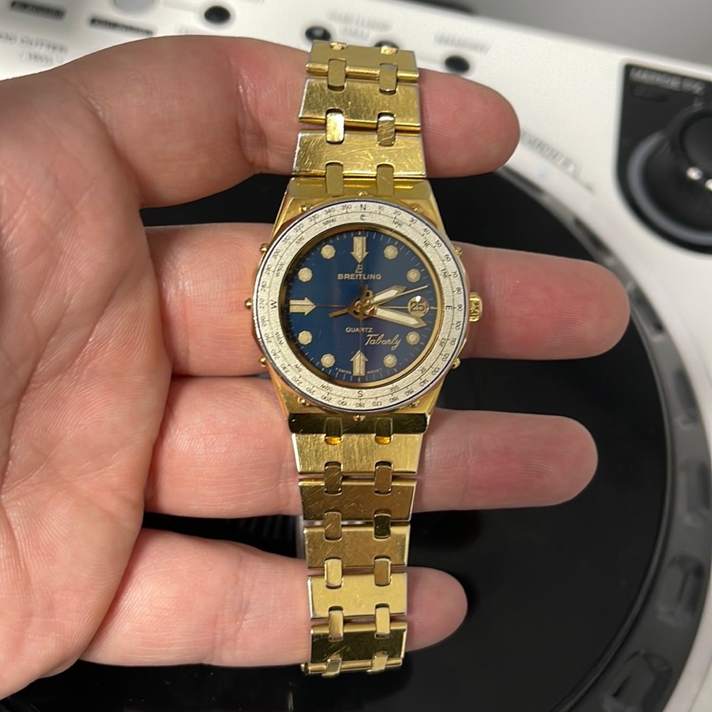 1980's Breitling Tabarly Vintage 14k Gold Plated Watch Unisex